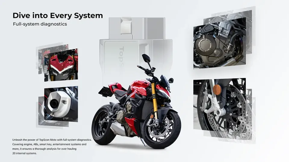 TOPDON diagnostické zařízení TopScan Moto/ Bluetooth/ iOS/ Android/ Detekce software a hardware chyb