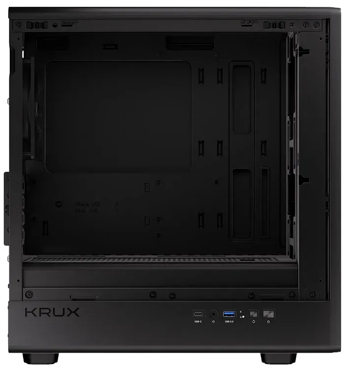 Krux skříň Helio / microATX /1x120mm fan / USB 3.0 / USB-C / dřevěný design / černá