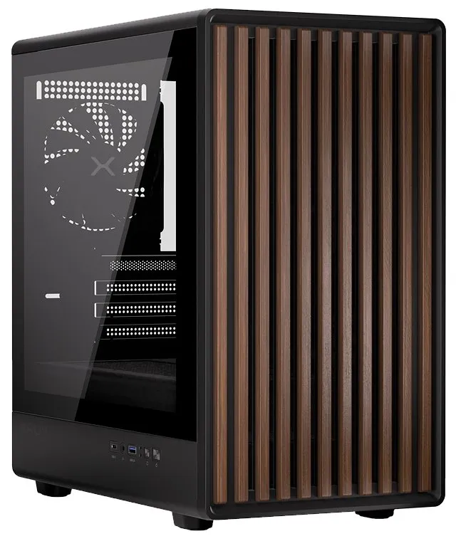 Krux skříň Helio / microATX /1x120mm fan / USB 3.0 / USB-C / dřevěný design / černá