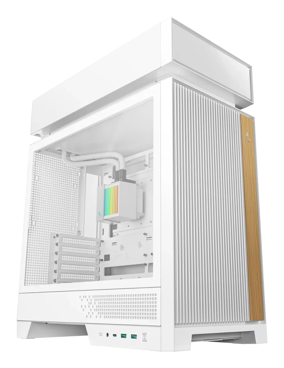 DEEPCOOL skříň CL6600 / ATX / dual chamber / 360 ARGB AIO / 2x120mm ARGB fan / 2xUSB3 / USB-C / bílá