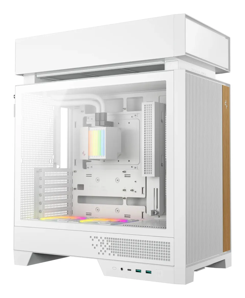 DEEPCOOL skříň CL6600 / ATX / dual chamber / 360 ARGB AIO / 2x120mm ARGB fan / 2xUSB3 / USB-C / bílá