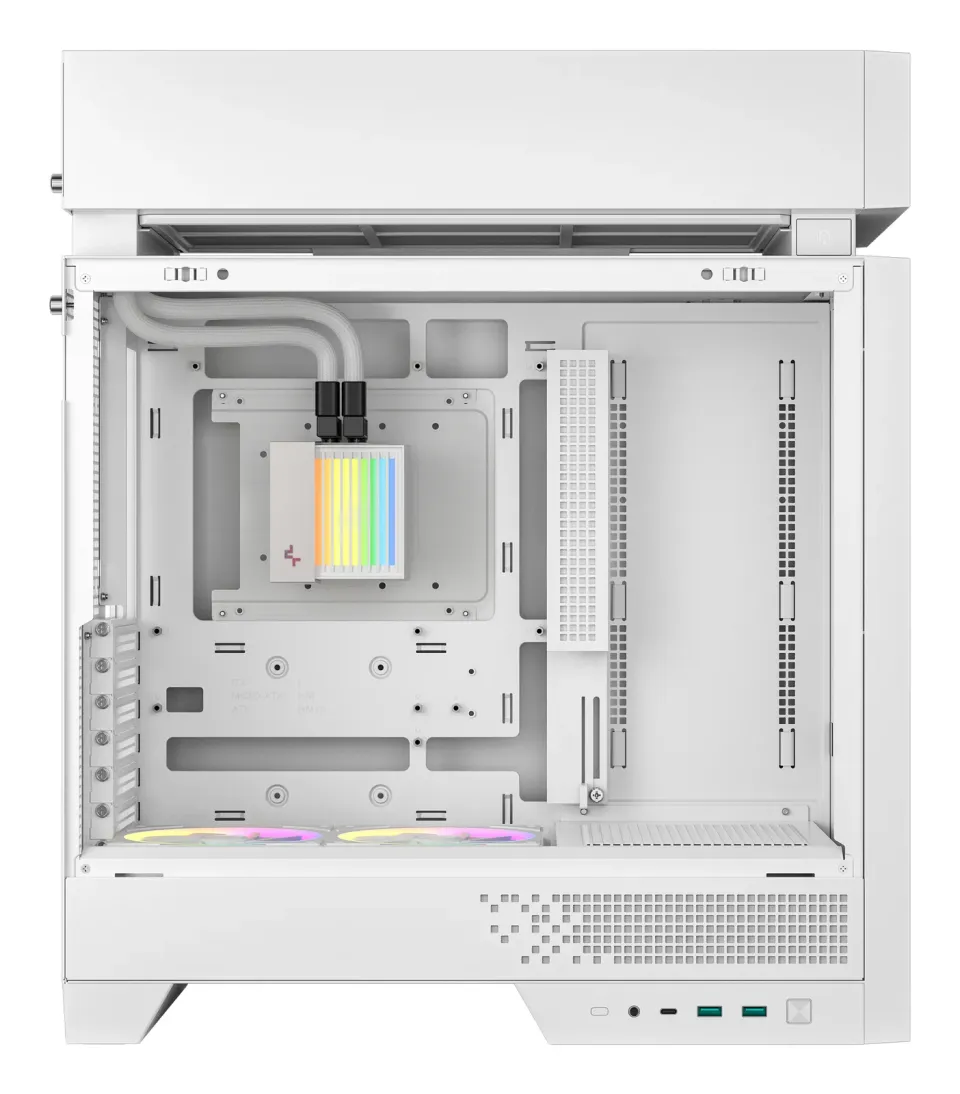 DEEPCOOL skříň CL6600 / ATX / dual chamber / 360 ARGB AIO / 2x120mm ARGB fan / 2xUSB3 / USB-C / bílá