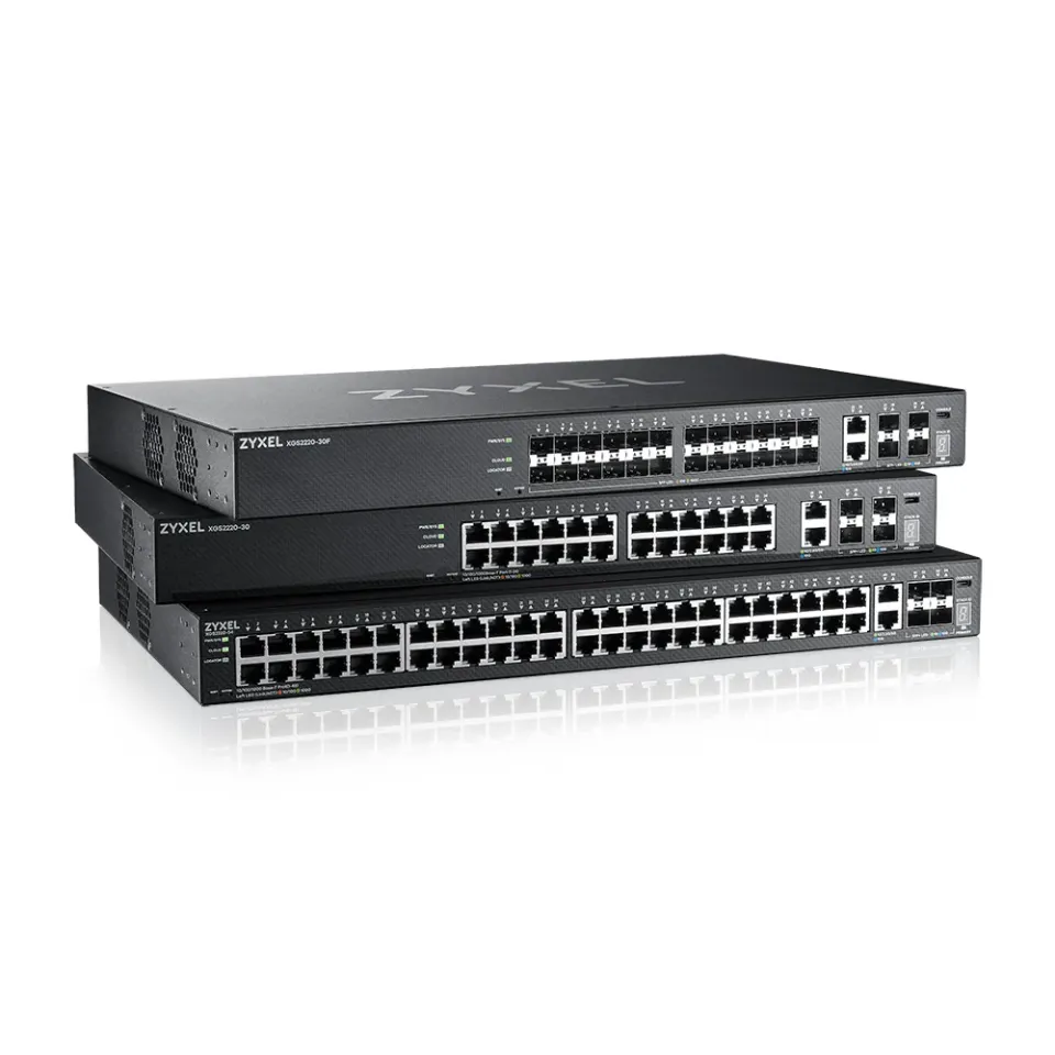 Zyxel XGS2220-30F, L3 Access Switch, 24x1G SFP, 2x10mG RJ45, 4x10G SFP+ Uplink, incl. 1 yr NebulaFlex Pro