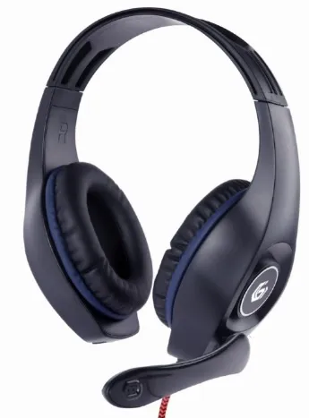 GEMBIRD herní headset s ovládáním hlasitosti, modro-černý, 3,5mm konektor