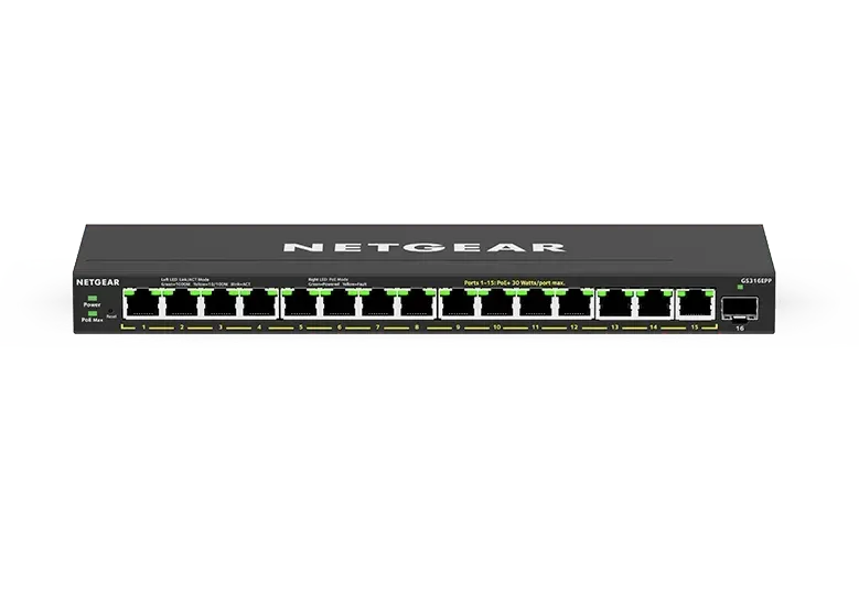 Netgear 16PT GE PLUS SWITCH, PoE+, SFP