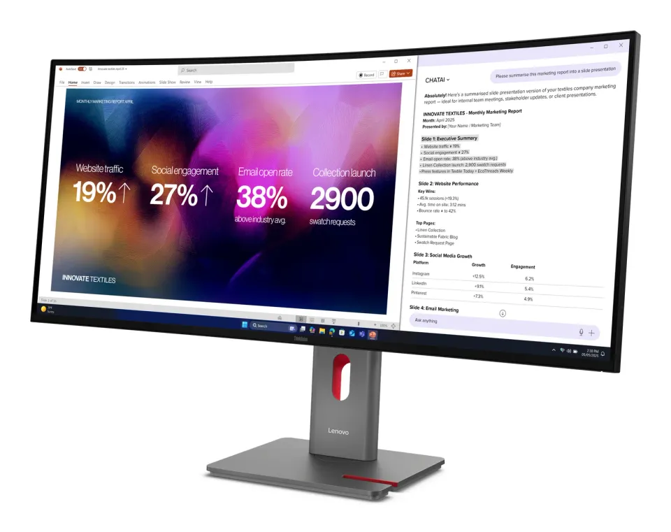 Lenovo LCD P40WD-40 39,7" IPS/5120x2160/4ms/400cd/2000:1/HDMI/DP/USB-A/USB-B/USB