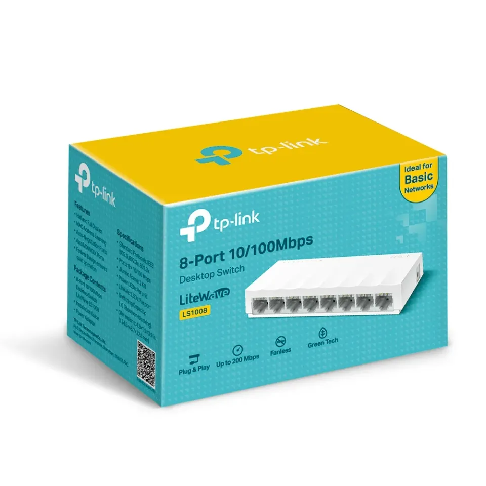 TP-LINK LS1008 8xTP 10/100Mbps 8port switch Fanless