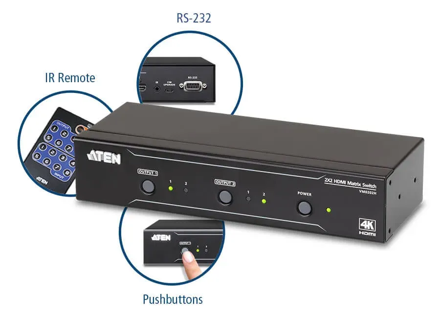 ATEN VM0202H-AT-G 2x2 4K HDMI Matrix Switch