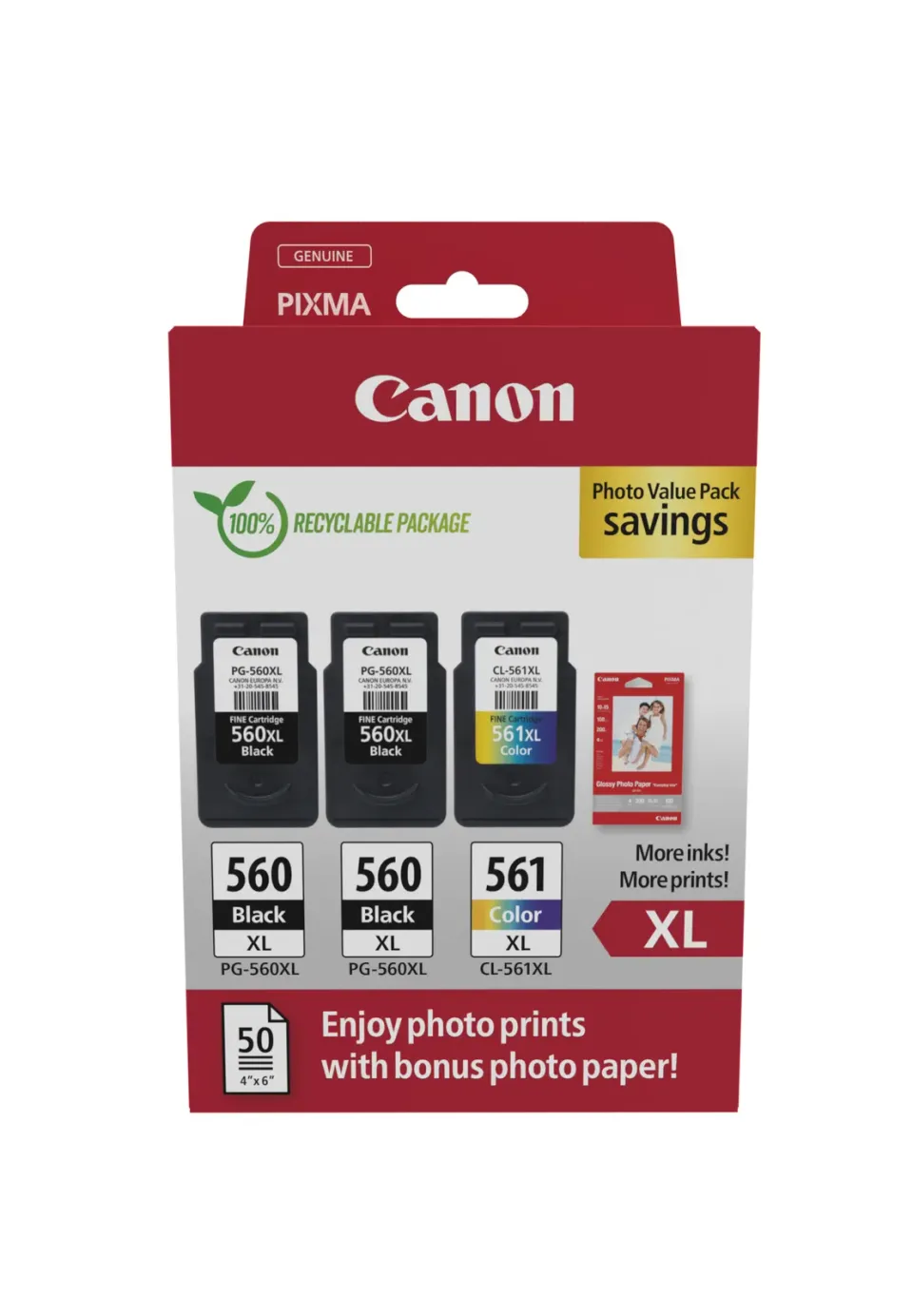 Canon cartridge PG-560XLx2/CL-561XL PVP / 2x Black+Color / 2x400str+1x300str.