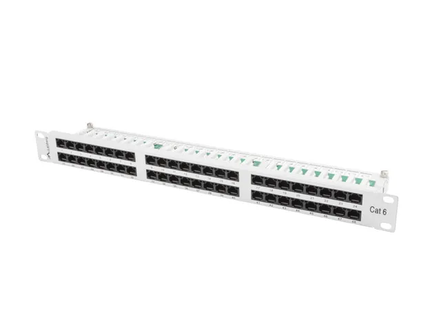 PATCH PANEL 48 PORTŮ 1U 19" CAT.6 UTP ŠEDÝ LANBERG