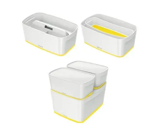 LEITZ Úložný box s víkem MyBox, velikost S, bílá/žlutá