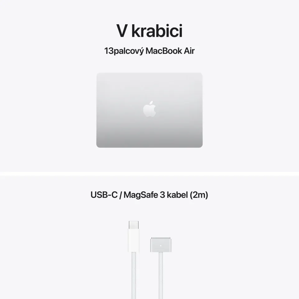 MacBook Air 13" M5 s 10jádrovým CPU a 10jádrovým GPU, 16GB, 1TB SSD – Stříbrná