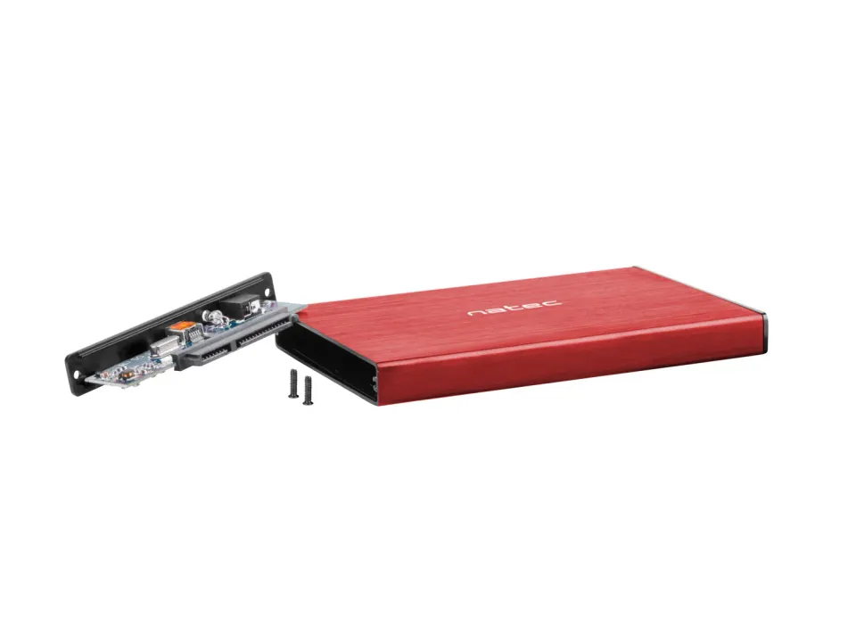Externí box pro HDD 2,5" USB 3.0 Natec Rhino Go, červený, hliníkové tělo