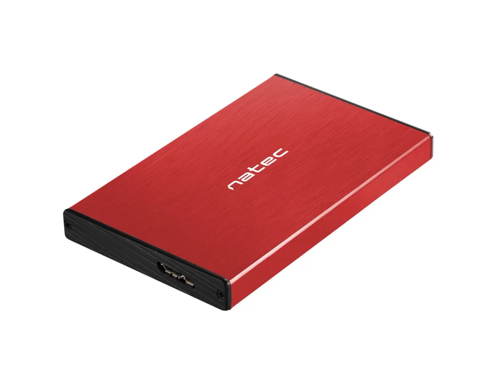 Externí box pro HDD 2,5" USB 3.0 Natec Rhino Go, červený, hliníkové tělo