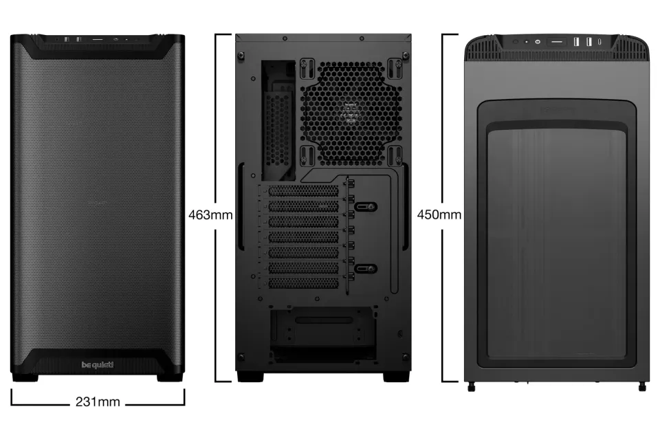 Be quiet! skříň PURE BASE 501 Airflow / ATX / 2x140mm fan / USB-C / perforovaný přední panel / černá