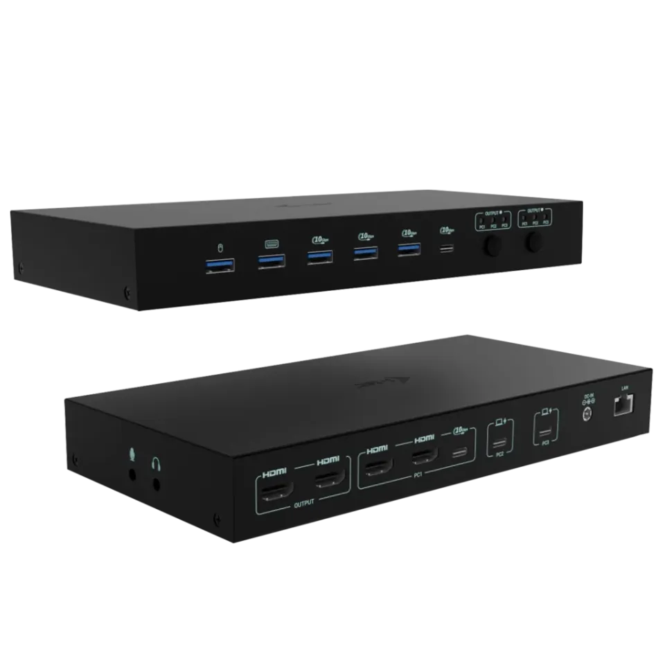 i-tec USB-C KVM Docking station for 3 Hosts, Dual Display, Power Delivery 1x 92W