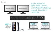 i-tec USB-C KVM Docking station for 3 Hosts, Dual Display, Power Delivery 1x 92W