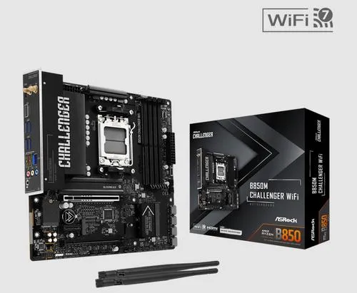 ASROCK B850M CHALLENGER WIFI (AM5, amd B850, 4xDDR5 8000+, PCIE 5.0, HDMI, 4xSATA3 +2xM.2, USB3.2 G2, GLAN 2,5G, mATX)