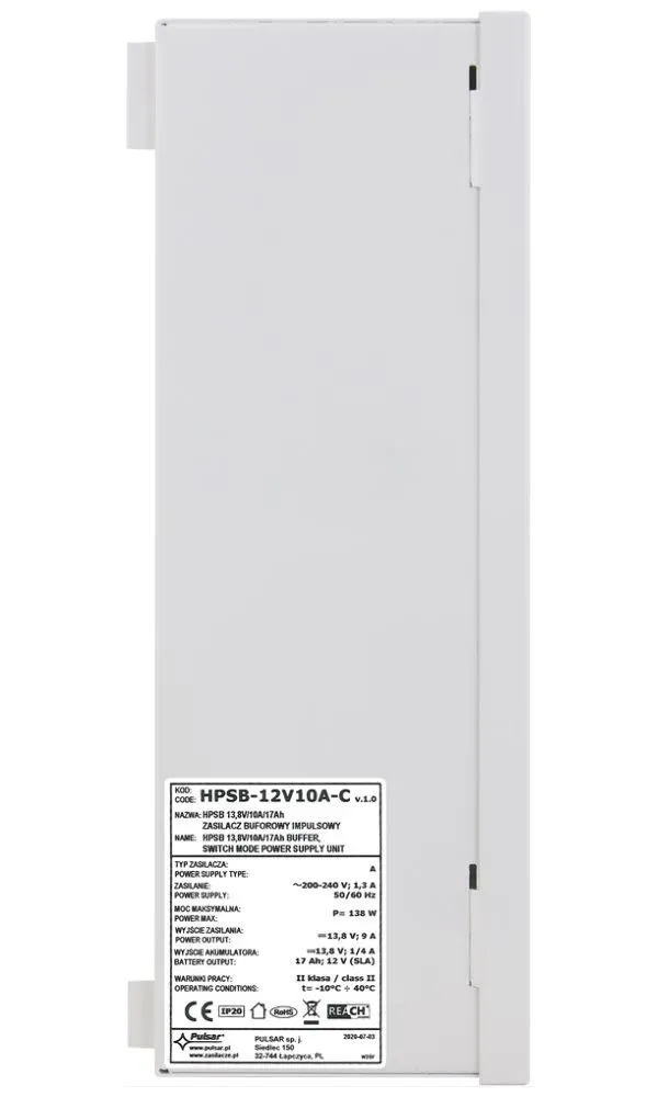 PULSAR HPSB-12V10A-C záložní impulzní napájecí zdroj 13,8V/10A/17Ah