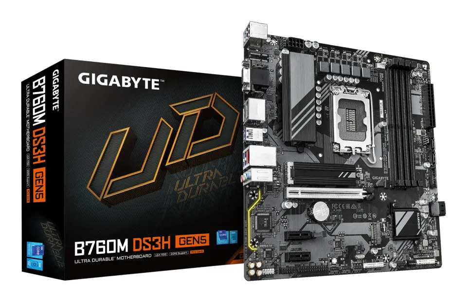 GIGABYTE MB Sc LGA1700 B760M DS3H GEN5, Intel B760, 4xDDR5, 2xDP, 1xHDMI, 1xVGA, mATX