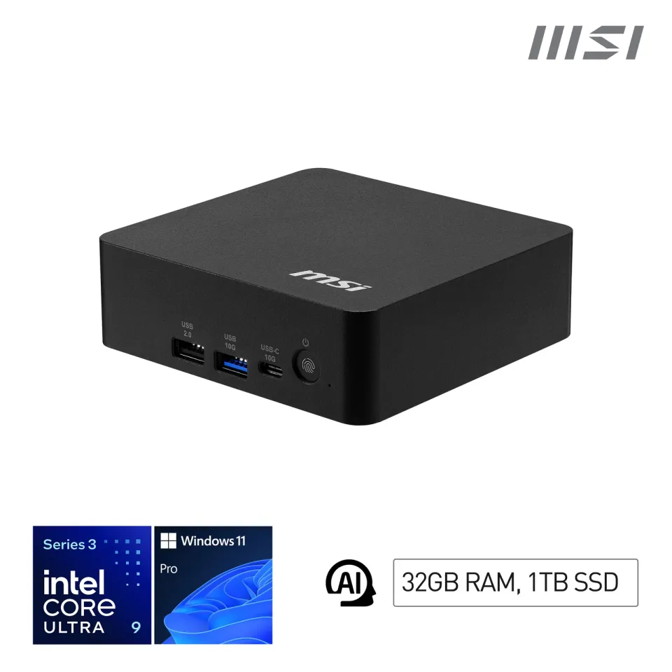 MSI Cubi/NUC AI+ 3MG-002EU/Mini/U9-386H/32GB/1TB/Intel int/W11P/3R