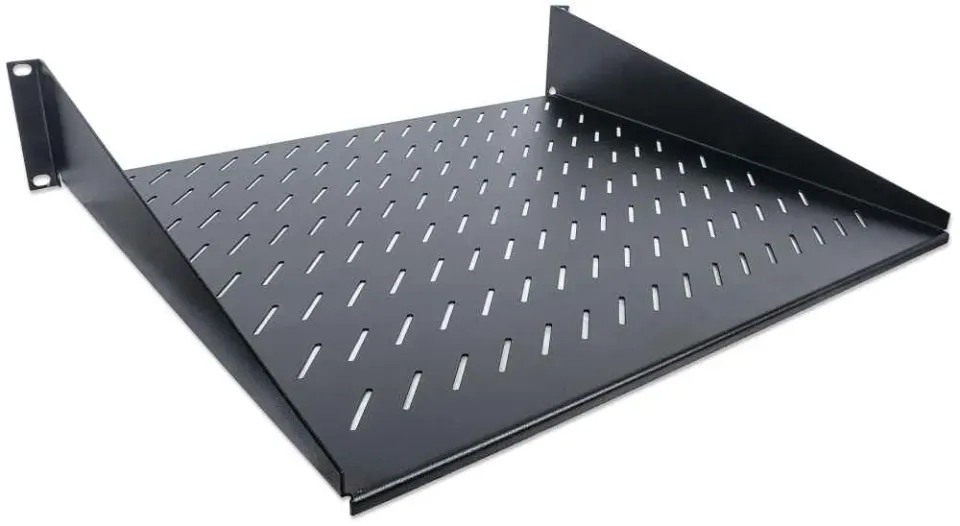 Intellinet police do racku 19", Fixed Shelf, 2U, 400mm depth, Front mounting, max load 25kg, Black