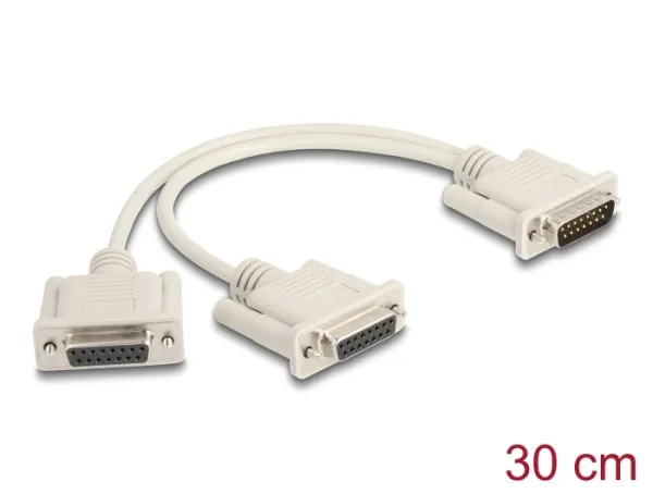 Delock Adaptér z 15 pin zástrčkového konektoru Y-Cable Splitter D-Sub na 2 x 15