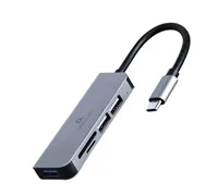 GEMBIRD hub, 3-port USB 3.1, Type-C, se čtečkou karet