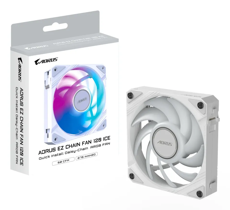 GIGABYTE ventilátor AORUS EZ CHAIN FAN ICE, 1x120mm, bílá