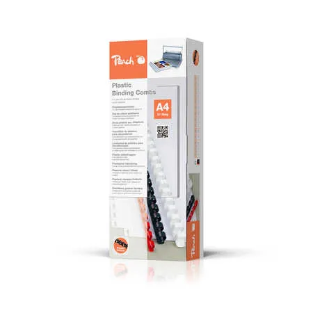 PEACH vazací hřbet Binding Combs 21 Rg A4 6mm, černý, plast, 100ks