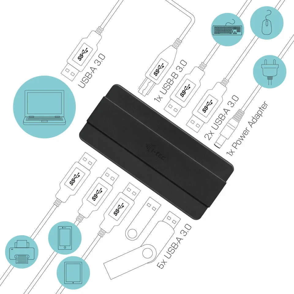 i-Tec USB3.0 HUB 7port, nabíjení