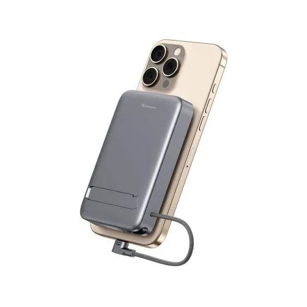 Swissten Power Bank Magsafe Qi2 15W, 10000 mAh s Integrovaným Kabelem USB-C Černá