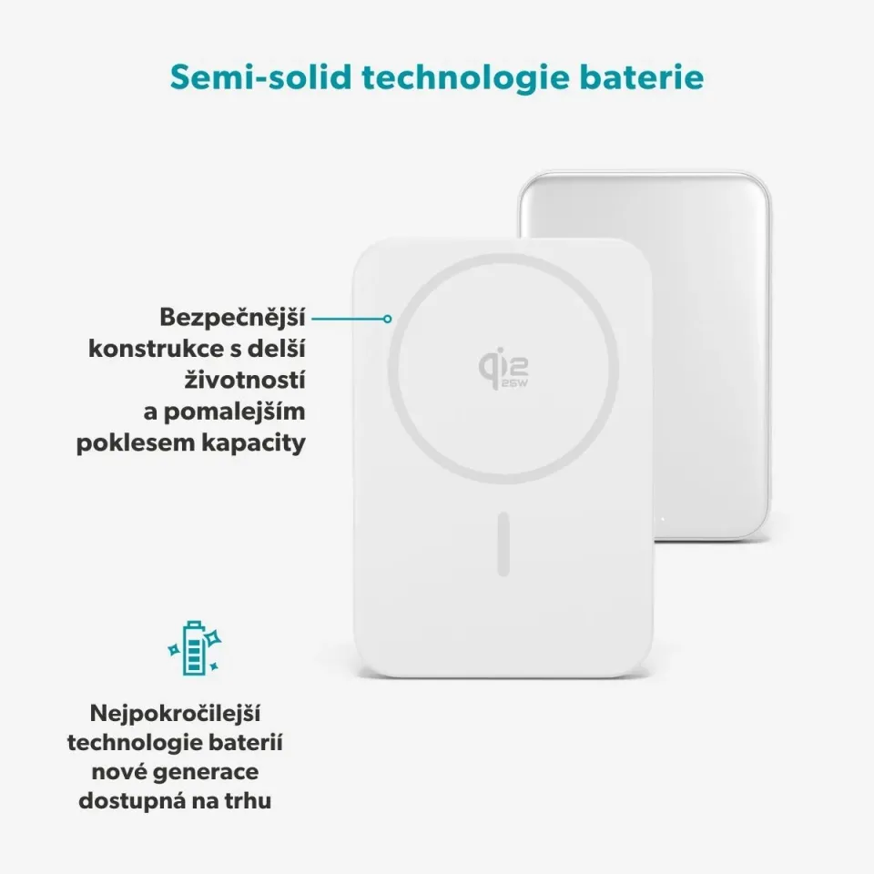 Epico Qi2 25W 5000mAh Mag+ powerbanka EM55 - stříbrná