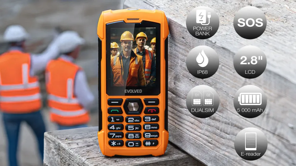 EVOLVEO StrongPhone H1, vodotěsný odolný Dual SIM telefon, oranžová
