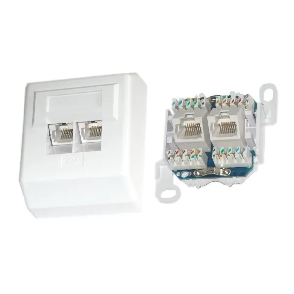 XtendLan Zásuvka 2x RJ-45, Cat5e, nestíněná, na zeď, šikmý vývod, narážecí LSA