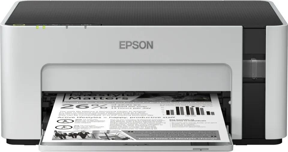 Epson EcoTank M1120 – A4-Schwarzweiß-Tintentankdrucker, 15 S./min nach ISO, WLAN, Wi-Fi Direct und USB
