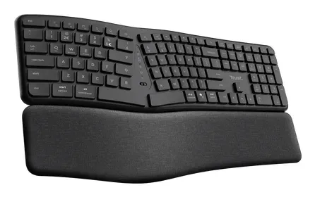 TRUST klávesnice Keyra, Ergonomická, Bezdrátová, US, černá