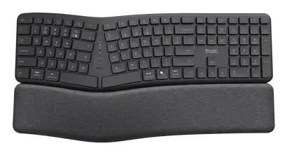 TRUST klávesnice Keyra, Ergonomická, Bezdrátová, US, černá
