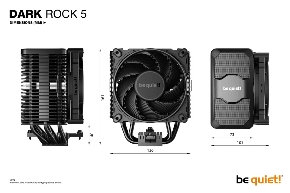 Be quiet! chladič CPU Dark Rock 5 / 120mm fan / 6 heatpipes