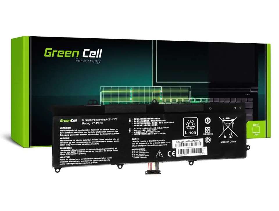 Green Cell Battery C21-X202 for Asus X201E F201E VivoBook F202E Q200E S200E X202
