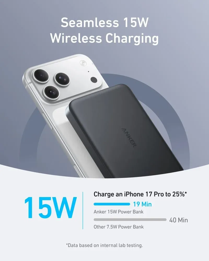 Anker MagGo Powerbanka/ 10000mAh/ 30W/ Bezdrátové nabíjení/ černá