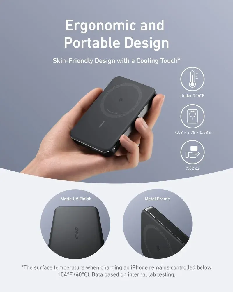 Anker MagGo Powerbanka/ 10000mAh/ 30W/ Bezdrátové nabíjení/ černá