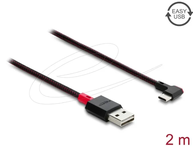 Delock Kabel EASY-USB 2.0 Typ-A samec na USB Type-C samec pravoúhlý levý / pravý