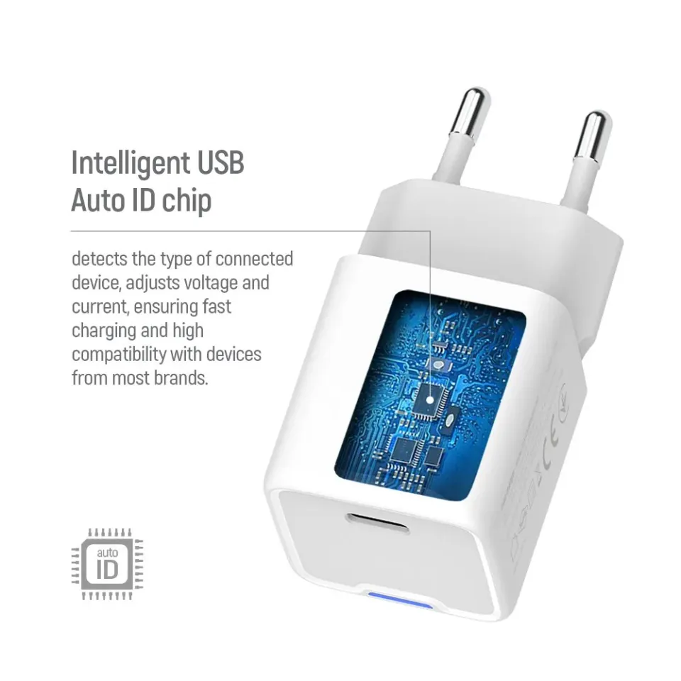COLORWAY 1x USB-C/ síťová nabíječka/ GaN/ PD/ PPS/ 35W/ Bílá
