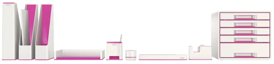 LEITZ Zásuvkový box WOW CUBE, 5 zásuvek, bílá/růžová