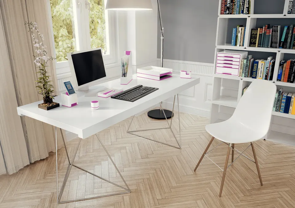 LEITZ Zásuvkový box WOW CUBE, 5 zásuvek, bílá/růžová