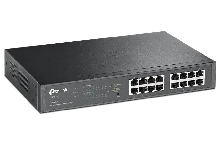 TP-LINK TL-SG1016PE GBit Inteligentní switch se 16 gigabitovými porty PoE, 8 portů podporuje PoE+