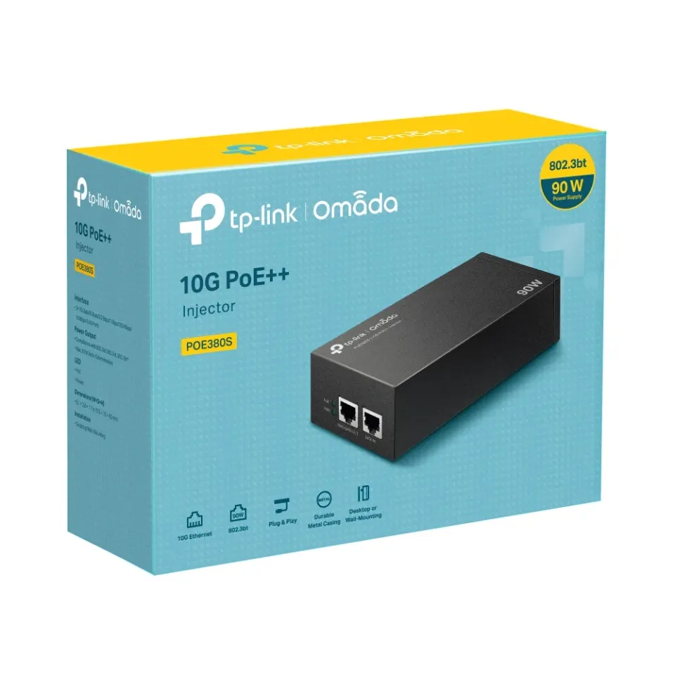 TP-Link POE380S Omada 10G PoE++ injektor, 802.3bt/at/af, 90 W