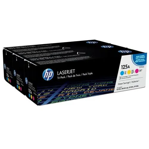 HP CF373AM originální sada tonerů (3pack toner) č. 125A CMY azurový+purpurový+žlutý 1400 stran (CB541A+CB542A+CB543A, pro CLJ CP1215, CP1515n, CP1518, CM1312)