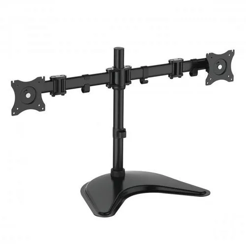 SBOX LCD-F024 otočný stolní držák s náklonem a dvojitým ramenem pro 2x LCD 13-27" (33-69cm), do 8kg, VESA od 75x75 do 100x100, černý (revolving desktop stand with tilt and double arm)